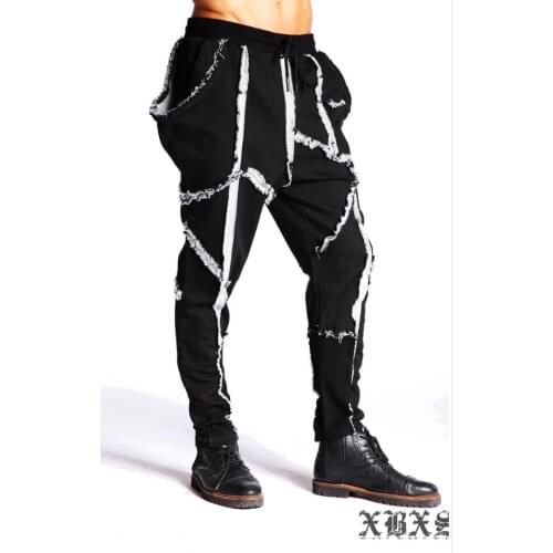 M-3xl 2020 New Spring And Autumn Men Fashion Loose Vintage Tassel Long Trousers Spliced Harem Pants Hairstylist Nightclub Pants