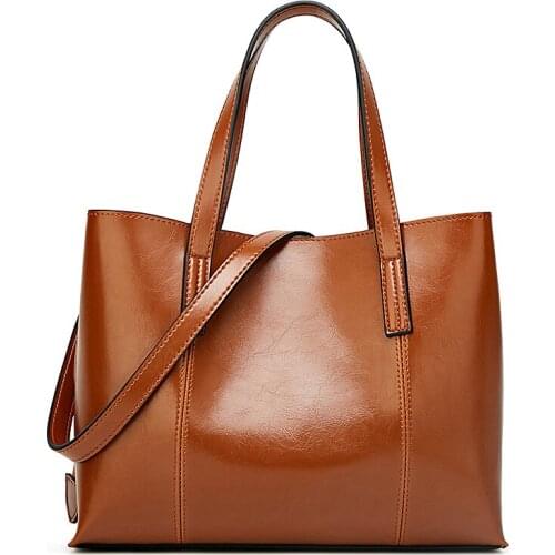 Fashion European and American style 2019 autumn female first layer cowhide bag new shoulder bag