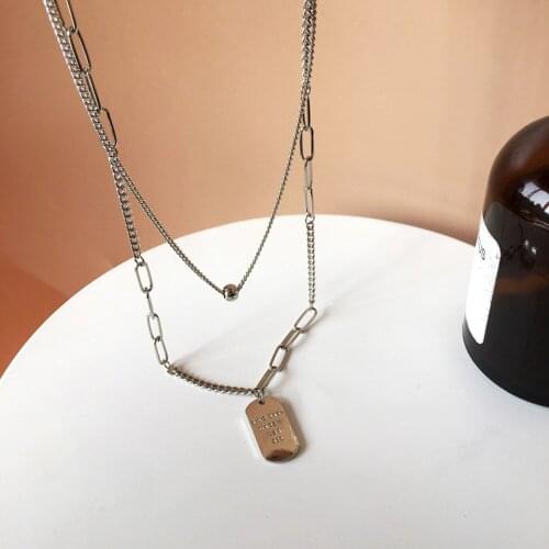 RUANME Fashion Simple Geometric Female Temperament Sweater Chain Multilayer Necklace