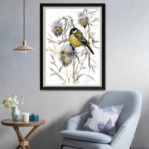 Animals Birds Stamped Cross Stitch Kits for Adults Beginners 11CT 14CT Counted Dimensions Embroidery Needlework ( 2 Size )