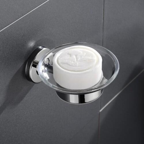 Wall Mounted Soap Box Soap Basket Holders with Glass Dish Bathroom Accessories Stainless Steel Soap Dish Holder