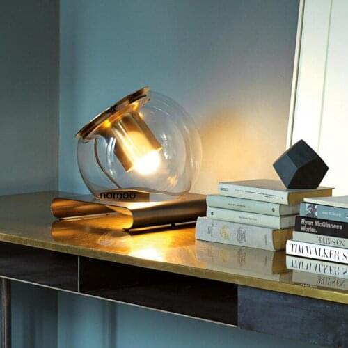 Post modern round ball bedroom bedside led reading table lamp living room study simple personality glass table lamp