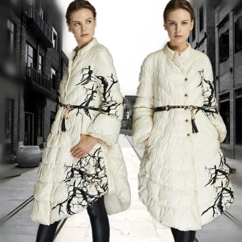 New! A 2016 Winter Jacket 90% Duck down parka women down jackets medium-long down coat womens print down coats Famous brand