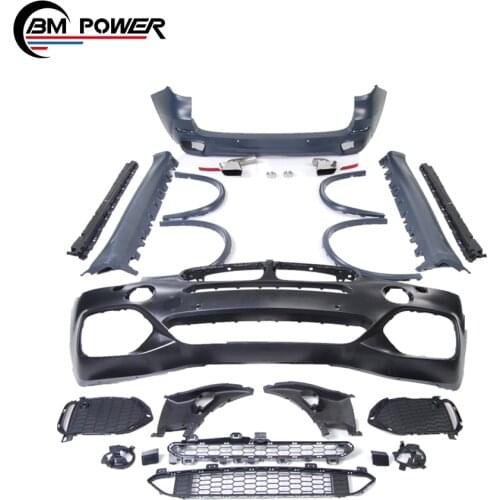 X5 F15 M-TEc style body kit fit for X5 F15 2014-2016 year pp material front bumper side skirts fender duct exhaust tipes