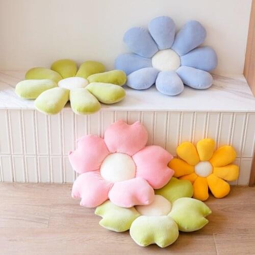 40cm Adorable Plants Pillows Stuffed Soft Sunflower Sakura Daisy Flowers Seat Cushion Props Decoration