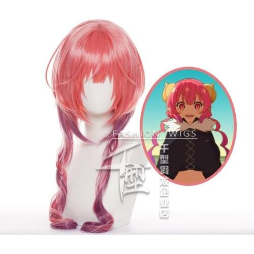 Anime Miss Kobayashis Dragon Maid Iruru Cosplay Wig Heat Resistant Synthetic Hair Halloween Party Wig+ Free Wig Cap