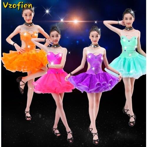 Latin Dance Dress Girls Kids Rumba Chacha Dance Competition Evening Party Modern Waltz Ballroom Performance Practice Costumes