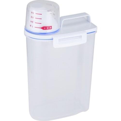Portable Size Transparent Plastic Kitchen Food Cereal Container Grain Storage Case Bean Bin Rice Storage Box Hot