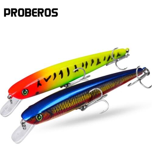 PROBEROS Minnow Fishing Lures Hard Lure Topwater Trout Bass Bait 11cm-4.33"/11.5g-0.41oz Artificial Wobbler 6# Hooks Tackle