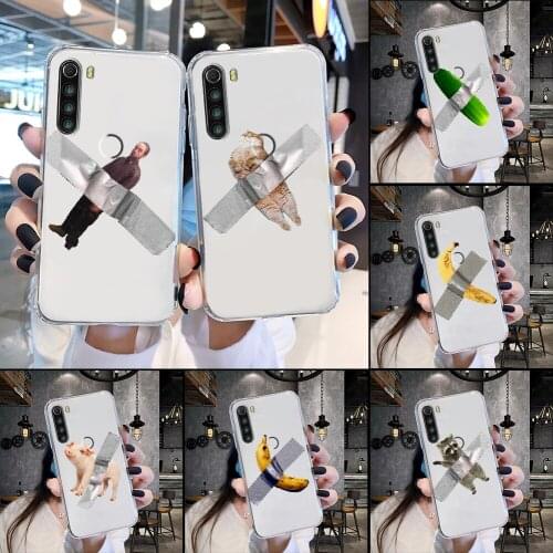Funny cat tape fruit Phone Case Transparent For Xiaomi Redmi Note 7 7A 8 8T 9 9A 9S 10 K30 Pro Ultra transparent soft Etui 3D