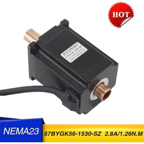 Nema23 stepper moto 4.0A 2.0N.M 57BYGK56-1530-SZ Copper double shaft stepper motor for CNC worm wheel edging