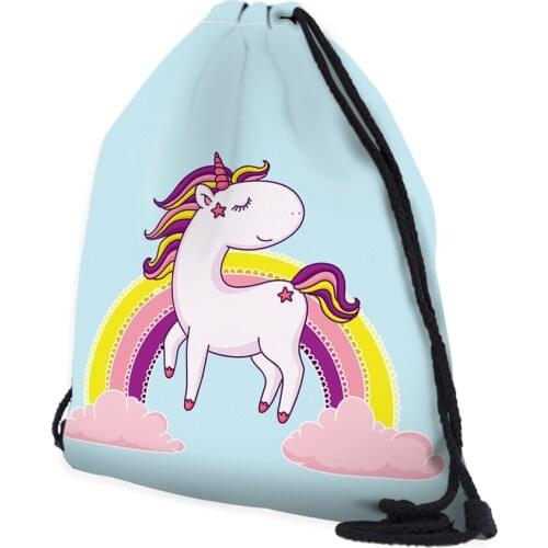 BU Store Unicorn Drawstring Bag String Sack Bag Beach Polyester Women Men Travel Storage Package Teenagers backpack Sacos Mujer