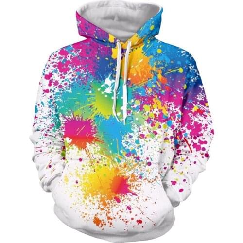 Men Women Fashion Brand hoodies Paint Splatter 3D All Over Print Hip Hop Casual Hoodie Hipster Rainbow 3d hooded sweatshirt