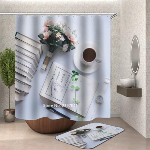 Furnishings Decorate New Cartoon Animal of Northern Europe Wind Small Pure and Fresh Flowers Adult Waterproof Shower Curtain