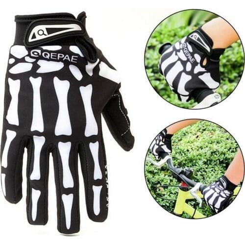 Cycling Motorcycle Gloves Bicycle Full Finger Skeleton Skull Bone Gloves Riding Racing MTB Bike Outdoor Bicycle Sports Guantes