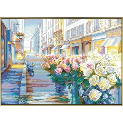 Spring Flowers Bloom Counted Cross Stitch Kits Printed Embroidery Needlework Sets 11CT 14CT DIY Handmade Sewing Craft Home Decor