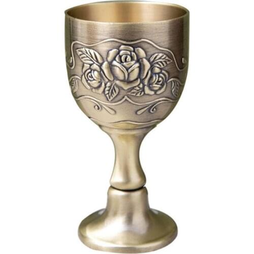 50ML Vintage Wine Glasses Embossed Copper Cup Wine Chalice With Flower Pattern Goblet Wine Chalice European Style Liquor Glass