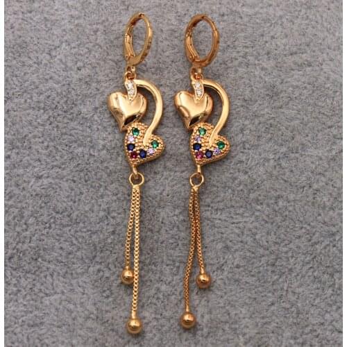 Dangle Drop Earrings Cubic Zirconia Copper Heart Earring For Women Fashion Jewelry Accessories Wedding Anniversary Gift