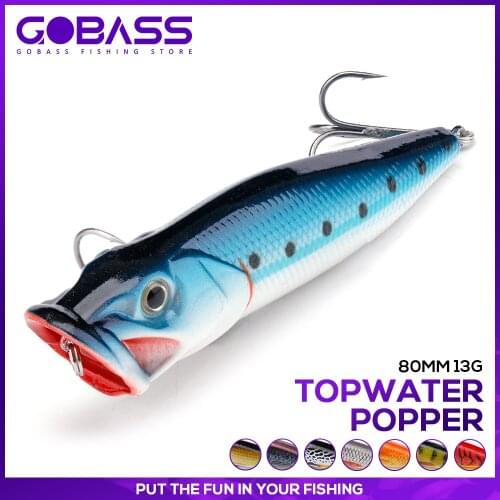 GOBASS Wobbler Popper Fishing Lure For Pike 80mm Worm Topwater Lures Fishing New 2021 Rattlin Plopper With Sharp Hook Jerkbait