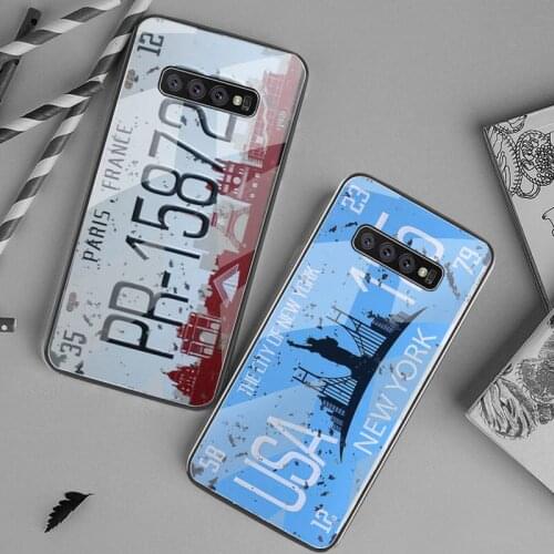 YJZFDYRM USA NEW YORK 125 Signs Car Number Phone Case Tempered Glass For Samsung S20 Plus S7 S8 S9 S10 Plus Note 8 9 10 Plus