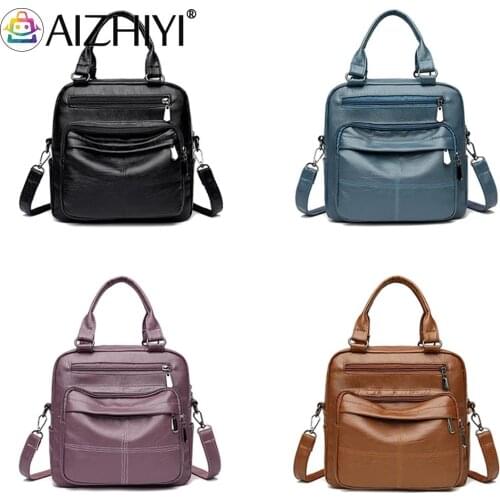 Fashion Girl Women PU Leather Solid Color Crossbody Shoulder Messenger Bag Casual Lady Small Handbags Purse Anti-theft Backpack