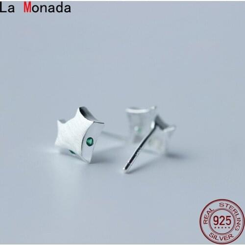La Monada Small Stud Earrings For Women Korean Fashion Fox Star Stud Earrings For Girls 925 Sterling Silver 925 Jewelry Female