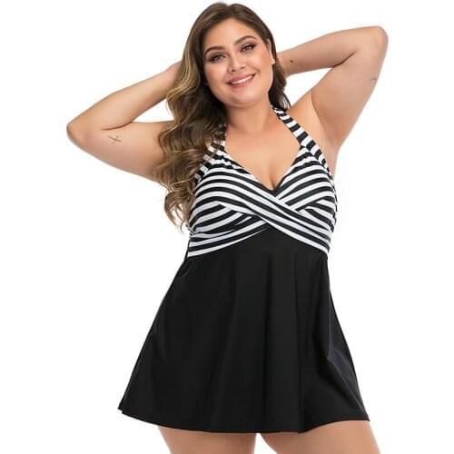 2021 Plus Size Swimwear One Piece Swimsuit Women Bathing Suit Skirt Vintage Retro Large Size Swimming Suit Summer Beach Holiday