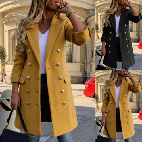 Womens Faux Woolen Coat 2021 Winter Autumn Casual Thin Coat Ladies Warm Slim Long Overcoat Outwear New Trench Jacket For Women