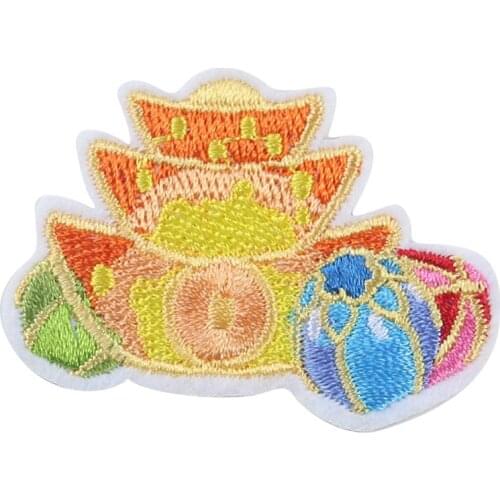 Golden Ingot / Yuan Bao For Wealth Luck, Embroidered Colorful Chinese Charm Of Prosperity Feng Shui Attract Wealth & Good Luck