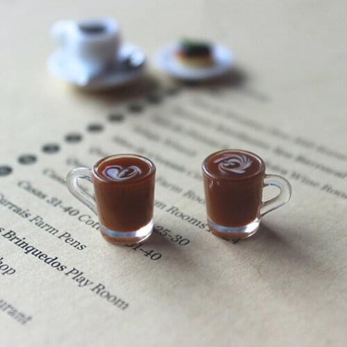 1pc 1/12 Dollhouse Miniature Accessories Decoration Mini Coffee Cup Simulation Coffee Cup Drink Model Toy pattern Random