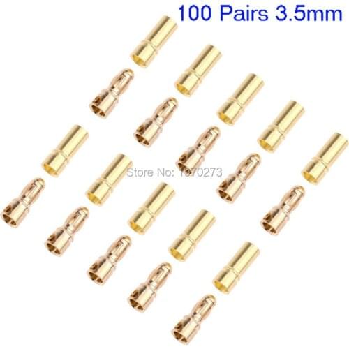 High Quality 100 Pairs 3.5mm Gold Bullet Connector Plug for RC battery
