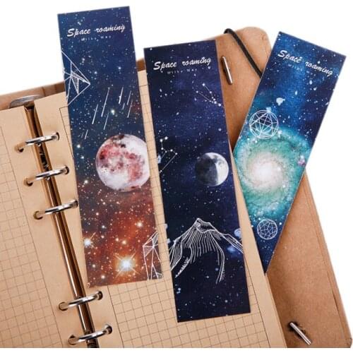 6packs/lot Kawaii Roaming Space paper bookmark stationery bookmarks DIY Book Marks Stationery wholesale