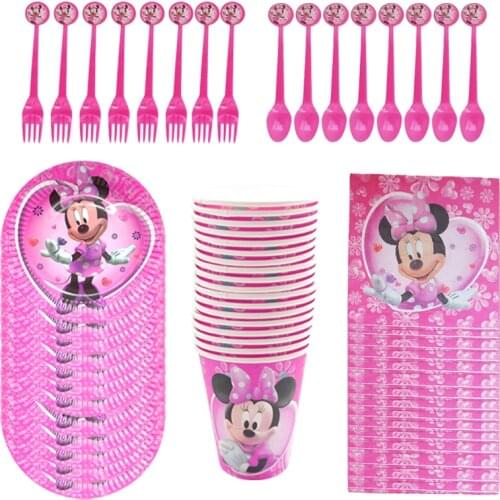 Disney Minnie Mouse birthday party Supplies Decorations Minnie paper Paper Cup Plate Napkins decor Girls favor