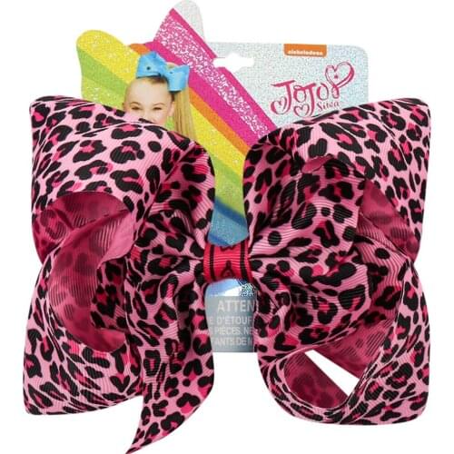 7" Large Leopard Print Hair Bows for Girls Handmade Grosgrain Ribbon Bowknot Hair Clip Children Hairgrip Hair Accessories
