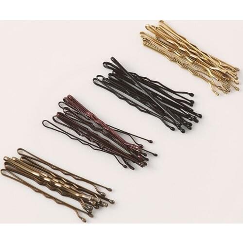 24Pcs/Pack Women Girls Basic Barrettes Curly Wavy Bobby Pins Black Gold Female Hair Clips Hairpins Styling Hair Accessories 5CM