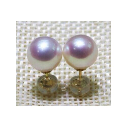 Noble jewelry solid yellow gold EXCELLENT 7-8MM AAA+++ WHITE AKOYA PEARL EARRING