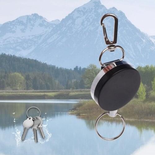 Big saleFishing Zinger Retractor Key Ring Reel Holder Retractable Steel Cable Accessory
