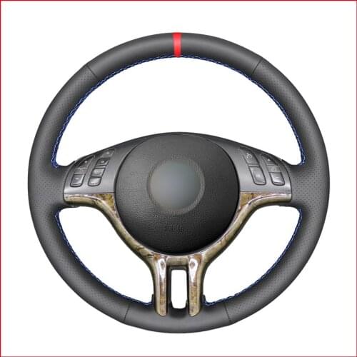 Red Marker Artificial Leather Steering Wheel Cover for BMW E46 318i 325i 330ci E39 X5 E53 Z3 E36/7 E36/8(Coupe)