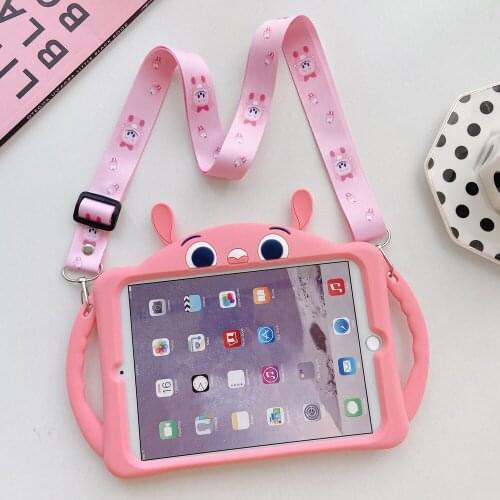 Kids Case For iPad 9.7 5th 6th 2017 2018 Soft Silicon Cover for iPad 10.2 7th 8th Gen Mini 5 4 3 2 Air 2 PC Stand Handle Funda