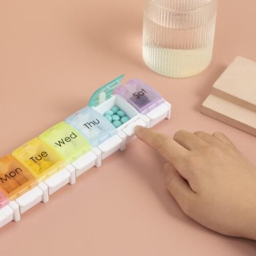 Weekly Pill Organizer 7 Days Tablet Holder Storage Case Medicine 7 Cells Pill Box Rainbow Organizer Case Splitter Pill Box