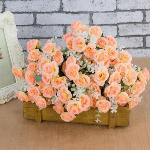 1 Bunch Of 15 Artificial High-Grade Artificial Plastic Roses Wedding Family Living Room Decoration Artificial Flowers