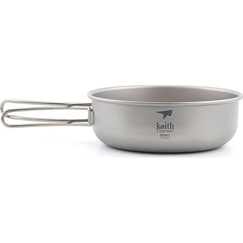 Keith 500ml Bowl Camping Tableware Soup Bowl with Handle Sauce Relish Rice Bowl Titanium Pot Large Pasta Bowl Ti5325