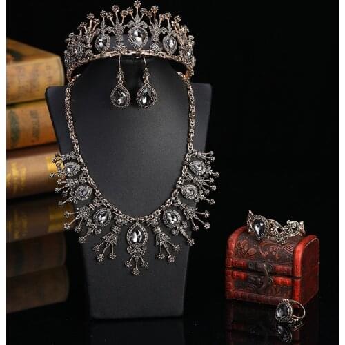 Popular Turkish Jewelry Drop Set Chain Necklace Earring Bracelet Crown 5 Piece Set Bridal Caftan Dress Decorative Jewelry Set