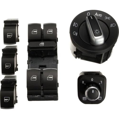 Newest 6pcs Window Mirror Headlight Switch Set For Passat B6 CC Golf MK6 Jet-ta