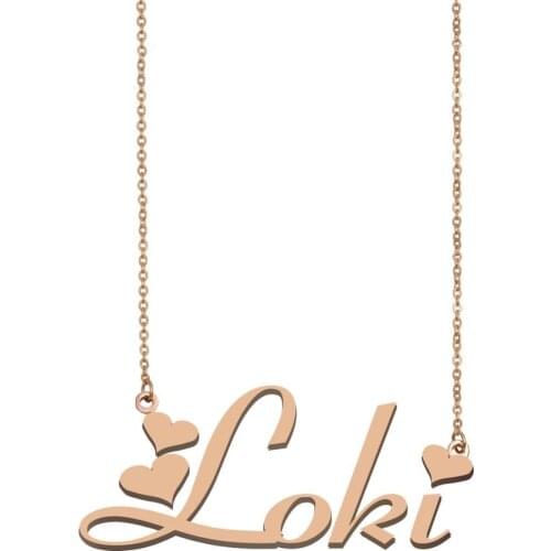 Loki Name Necklace , Custom Name Necklace for Women Girls Best Friends Birthday Wedding Christmas Mother Days Gift