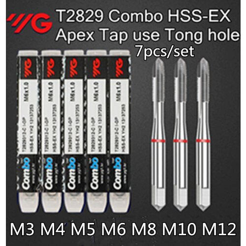 M3 M4 M5 M6 M8 M10 M12 7pcs/set 100% Korea YG-1 T2829 Combo HSS-EX Apex Tap Processing: stainless steel. Alloy steel etc