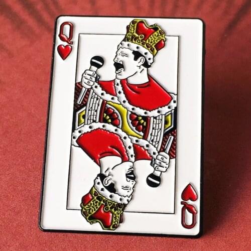 ROCK Band Poker Q Freddie Mercury Brooch Pins Enamel Metal Badges Lapel Pin Brooches Jackets Jeans Fashion Jewelry Accessories