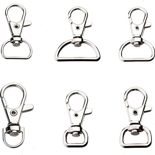 10Pcs Metal Carabiner Clip Swivel Trigger Dog Buckle Keyring Dog Buckle Outdoor Backpack Hook Key Lanyard DIY Craft