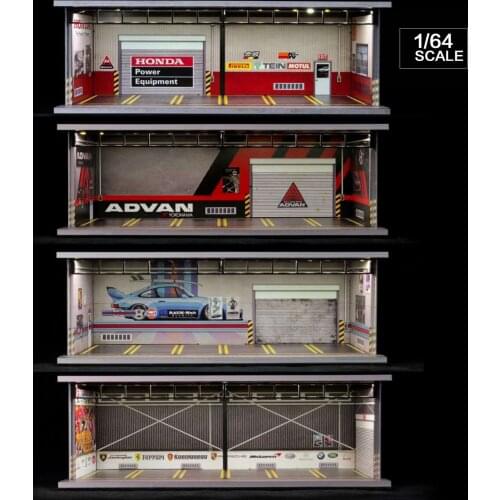 1/64 Diorama Model Car Garage LED Lighting USB Connector Packing Lot Display