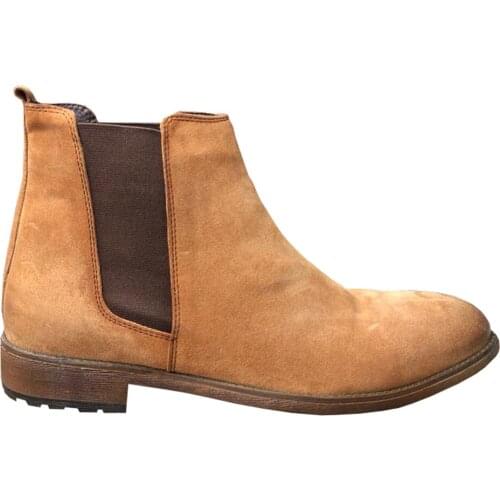 Mens Chelsea Tan Suede Genuine Leather Boots MRC3836TABASÜET